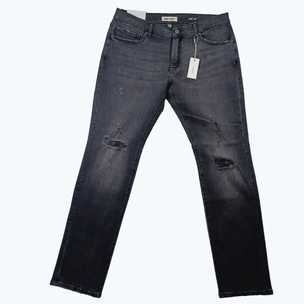 Warp+Weft ORD HND Tokyo Skinny Harajuku Stretch Distressed Jeans Men's Sz 35x32